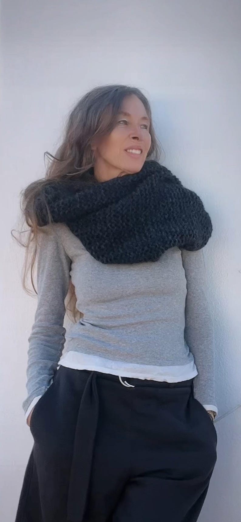 Charcoal Gray Alpaca poncho image 9