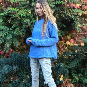 alpaca blue sweater slouchy over sized pullover sustainable clothing ethically made image 3
