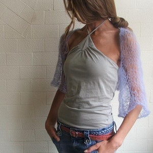 lilac bolero shrug/lightweight, loose knit, summer, ethereal, sheer image 2