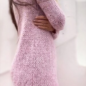 Pink Alpaca knit long sweater dress, slouchy with long slim sleeves sustainable ethical clothing image 4