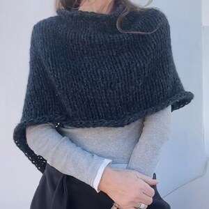 Charcoal Gray Alpaca poncho image 7