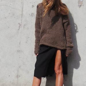 Alpaca brown slouchy sweater jumper, over-sized with extra long sleeves, Sustainable and ethically made image 4