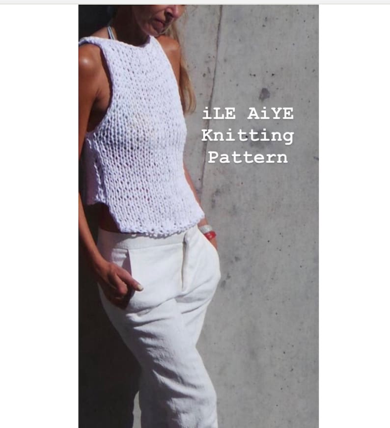 Easy KNITTING PATTERN tank top / beginners knit / vest / clothing / Handknit /English pattern PDF image 1