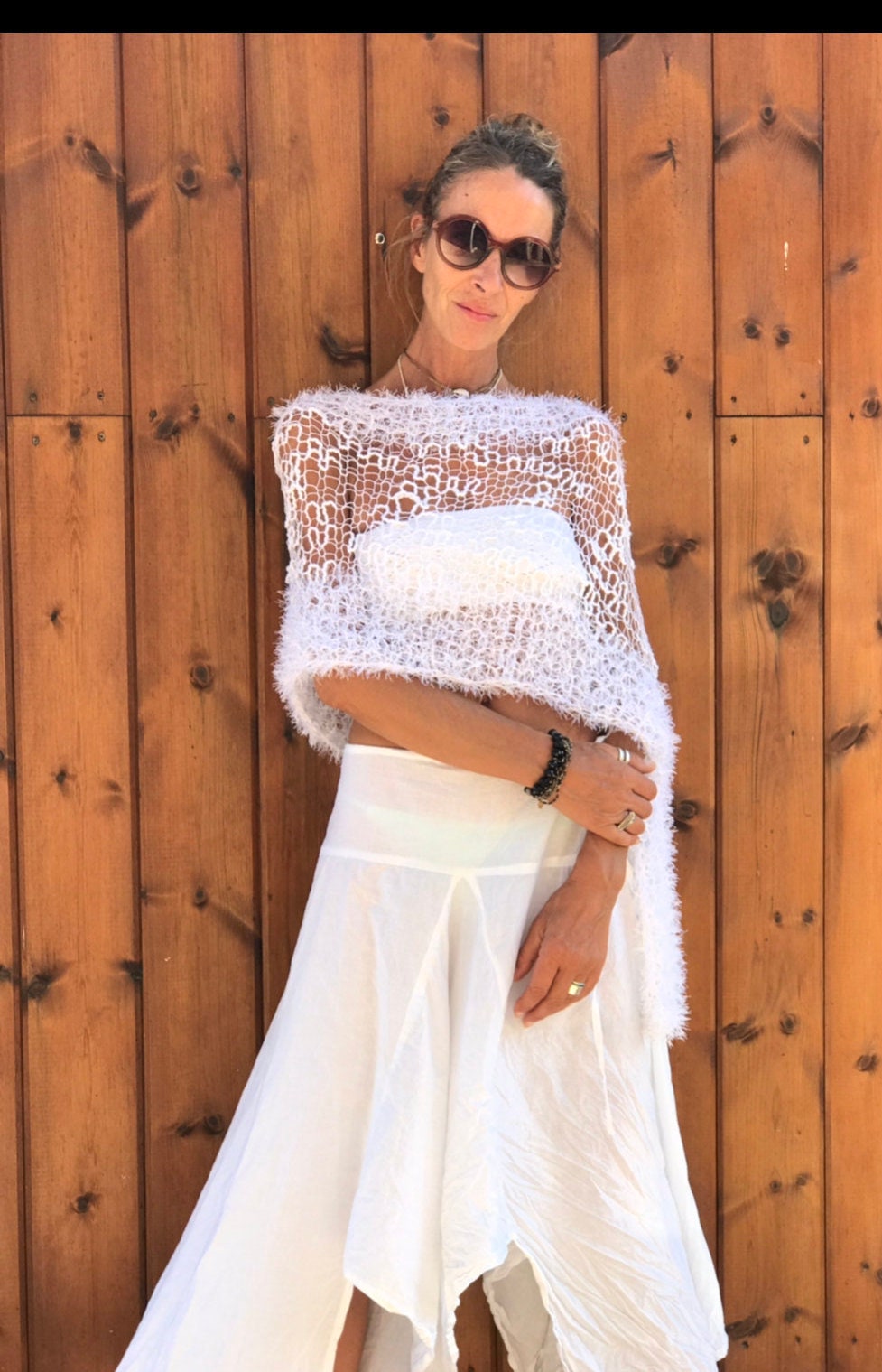 Effortless Crochet Pullover Poncho - White | Boston Proper