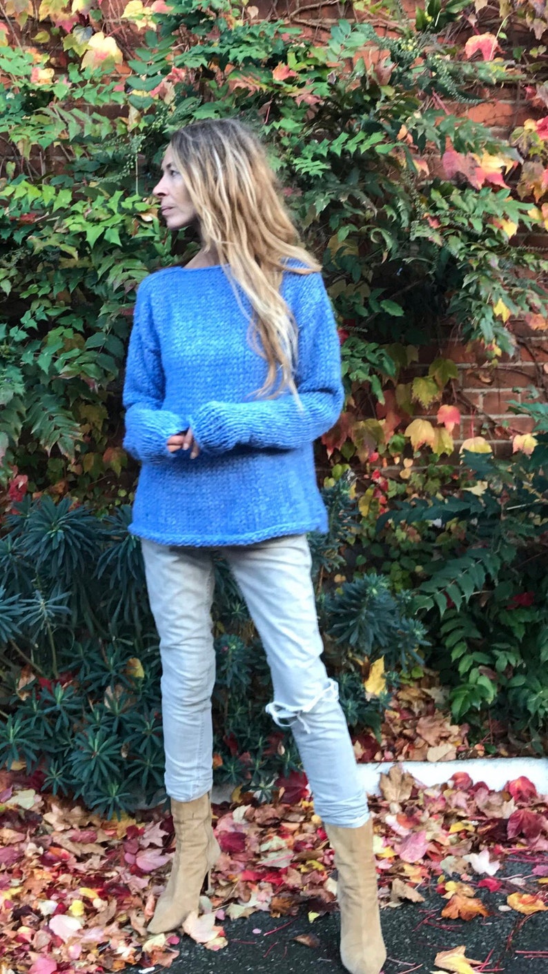 alpaca blue sweater slouchy over sized pullover sustainable clothing ethically made image 2