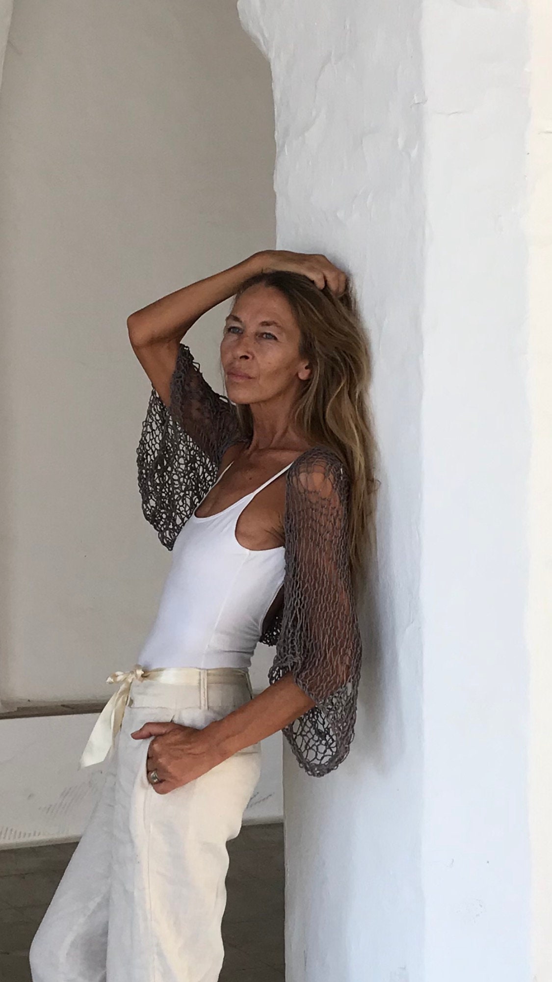 grey shrug for dresses Crop Top Grey Cropped Shrug formal silver bolero