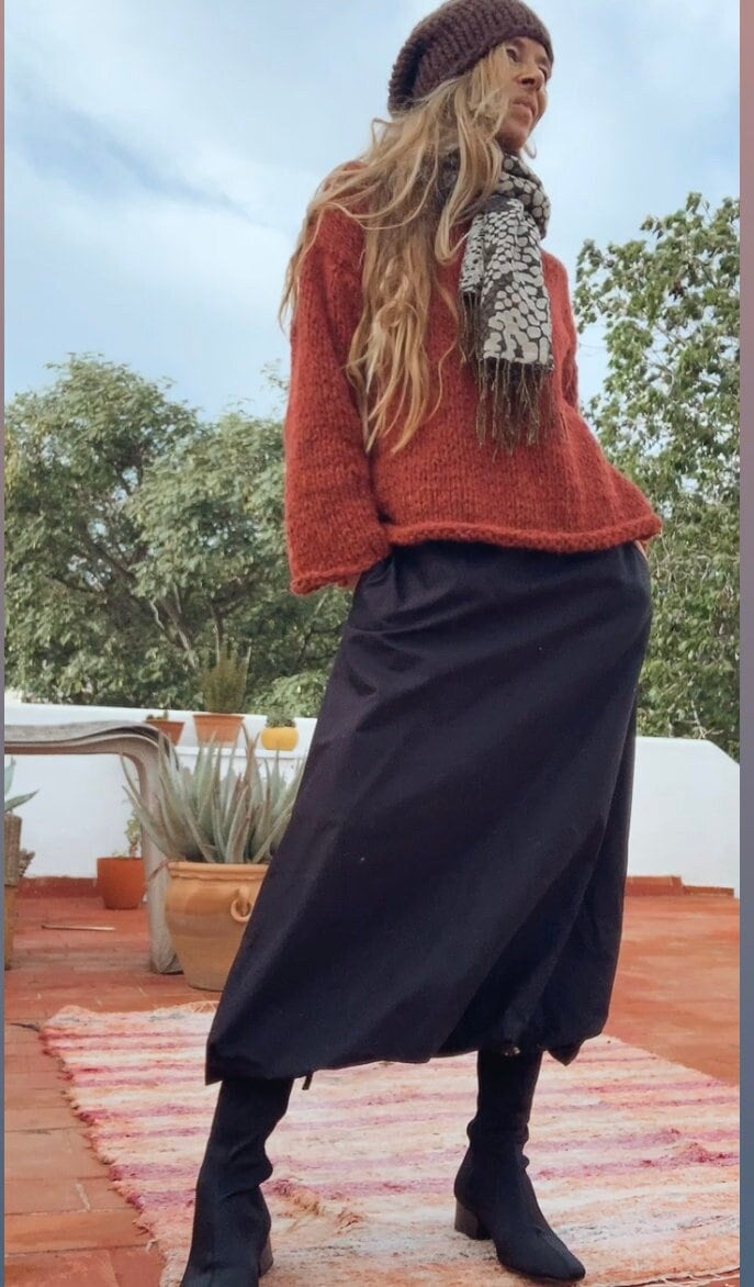 Burnt orange off the shoulder sweater hot sale