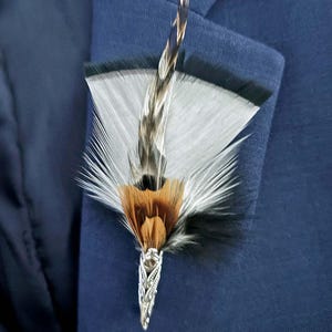 Feather Boutonniere Pin: Victorian Tussy Mussy Style, Groom Wedding Accessory