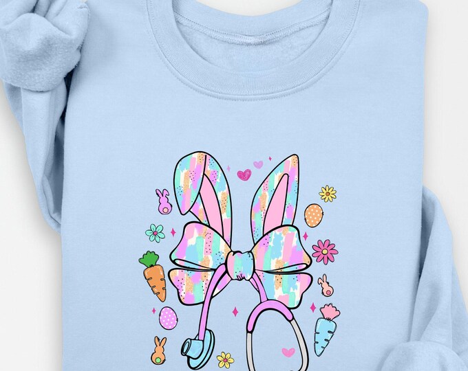 Easter Bunny Nurse Coquette Shirt, Nurse Easter Sweater, Happy Easter Crewneck, Nurse Coquette T-shirt, Bunny Ears Shirt, Nurse Sweatshirt