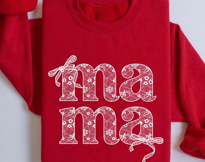 Mama Coquette Shirt, Mama Sweatshirt, Floral Mama Chinoiserie Shirt, Mama Varsity Shirt, Mothers Day Tee, Gift for Mom, Coquette Bow T-shirt