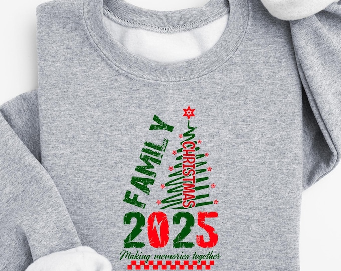 Family Christmas 2025 Sweatshirt, Matching Holiday Shirt, Custom Xmas Tree Shirt, Making Memories Together, Cozy Winter Crewneck, Family Tee