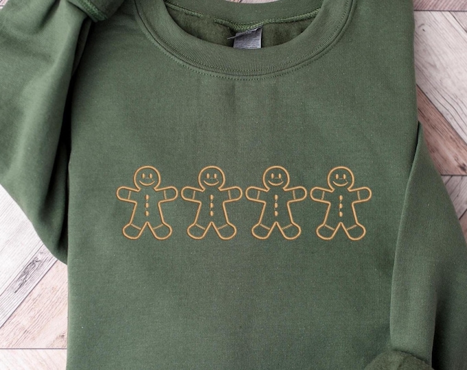 Gingerbread Cookie Man Embroidery Christmas Sweatshirt, Gingerbread Cookie Embroidery Sweatshirt, Gingerbread Christmas Shirt, Christmas Top