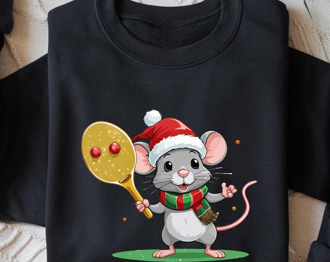 Christmas Pickleball Mouse Sweatshirt, Christmas Pickleball Gifts, Pickleball Paddle Shirt, Pickleball Tshirt Couples Christmas Shirt
