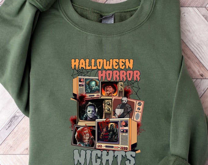 Halloween Horror Nights Sweatshirt, Halloween Movie Shirt, Halloween Horror Characters Shirt, Spooky Season Shirt, Halloween Sweatshirt