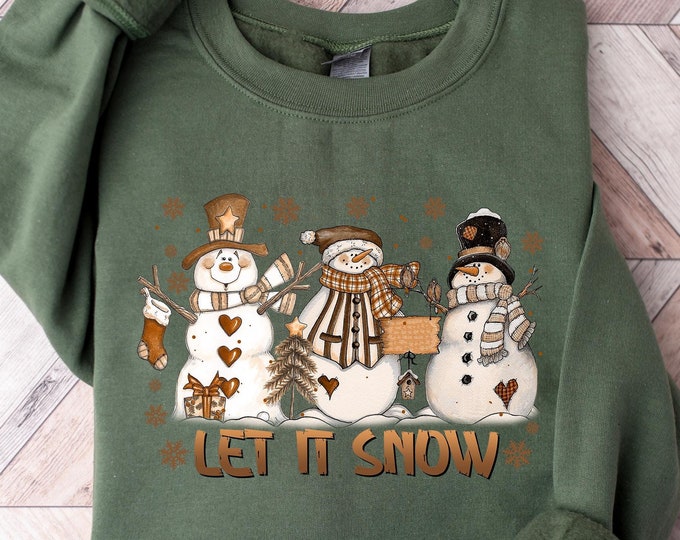 Let It Snow Snowman Christmas Sweatshirt, Christmas Snowman Sweatshirt, Christmas Hoodie, Cute Winter Themed Sweater, Festive Snowmen Shirt