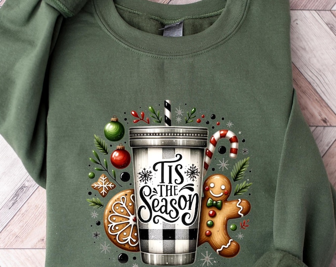 Tis The Season Christmas Sweatshirt, Tis The Season Christmas Coffe Sweayshirt, Cozy Holiday Shirt, Christmas Retro Shirt, Christmas Sweater