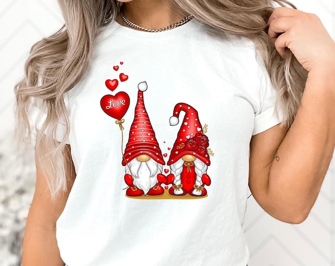 Valentines Day Gnome Shirt, Love Gnome Shirt, Funny Valentines Day Shirt, Valentine's Shirt, Couple Shirt, Gifts for Her, Leopard Love Shirt