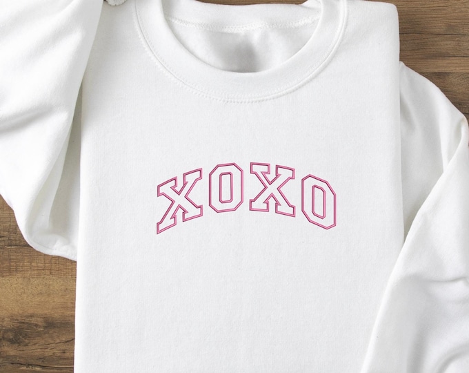 XOXO Sweatshirt, Embroidered Valentines Shirt, Cute Valentine Sweatshirt, Sweatshirt for Teacher, XOXO Valentine's Day Shirt, XOXO Hoodie
