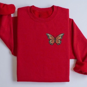 Embroidered Butterfly Shirt, Minimalist Shirt, Embroidered Sweater, Embroidered Shirt, Custom Shirt, Retro Shirt, Cute Butterfly Sweatshirt