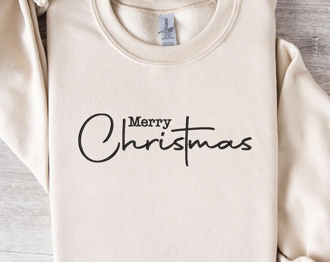 Merry Christmas Embroidery Sweatshirt, Merry Christmas Sweatshirt, Embroidery Christmas Sweatshirt, Merry Christmas Shirt, Merry Christmas