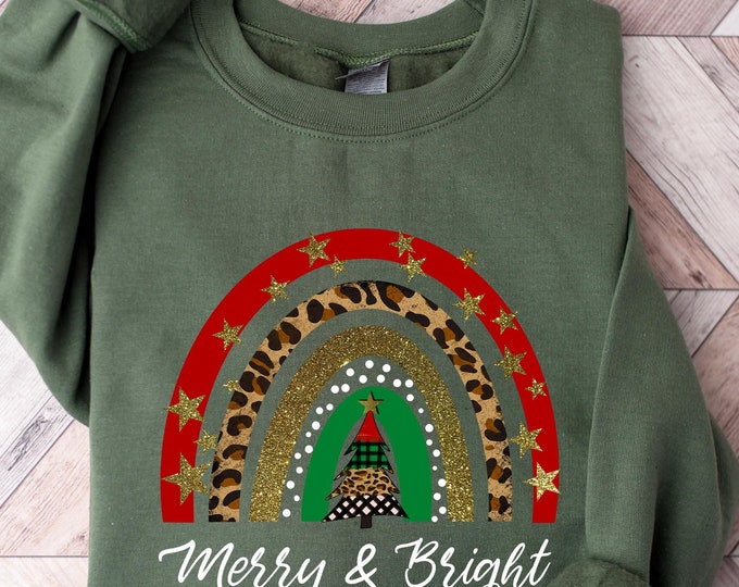 Merry Bright Christmas Sweatshirt, Merry Bright Christmas Shirt, Christmas Tree Sweatshirt, Happy Christmas Hoodie, Family Christmas Sweater