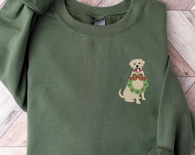 Christmas Dog Embroidered Sweatshirt, Dog Lover Embroidered Shirt, Christmas Dog T-shirt, Christmas Dog Embroidery Sweatshirt, Gift Sweater