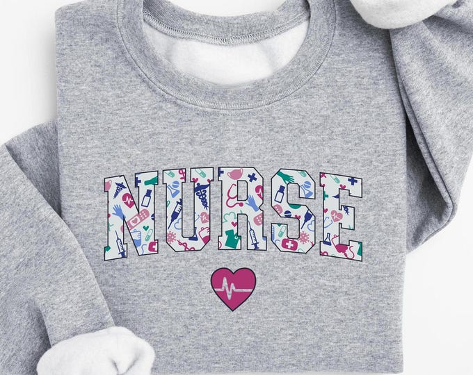 Nurse Sweatshirt - Cute Nursing Crewneck - Medical Theme Nurse Gift - Oversized Nurse Shirt - RN Appreciation Pullover - Nurse Life Sweater