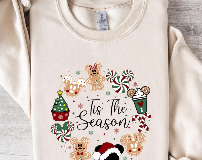 Tis The Season Christmas Sweatshirt, Christmas Mickey Sweatshirt, Magic Kingdom Christmas Sweater, Mickey and Friends Christmas Crewneck