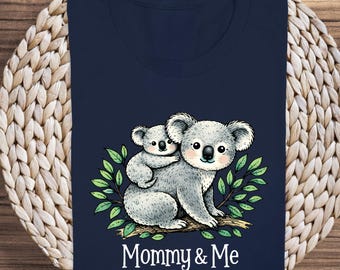 Mommy and Me Koala Shirt, Personalized Mother and Child Tee, Cute Koala Bear Mom Gift, Baby Shower Present, Name Mommy Shirt