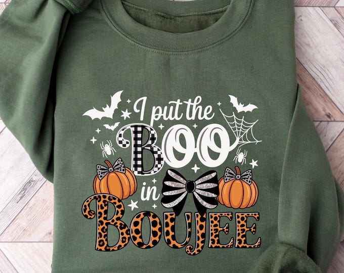Halloween Boujee Boo Shirt, I Put the Boo in Boujee, Fancy Boo Costume, Glam Girl Fall Tee, Trendy Leo Halloween Graphic Tee, Halloween Tees