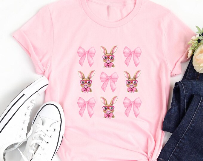 Easter Bunny Coquette Shirt, Easter Bunny Shirt, Easter Sweatshirt, Coquette Easter Tee, Girls Easter Shirt, Bunny Bow Shirt, Easter Shirts