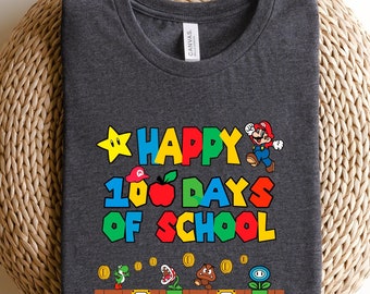 Happy 100 Day Of School Shirt, Mario Shirt, Mario 100 Days Of School Shirt, School Gift, Happy 100 Days Shirt, School Shirt, Gift For Kids