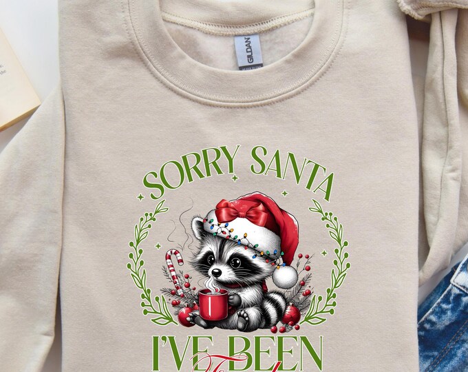 Sorry Santa I've been Feral Shirt, Funny Christmas Shirt, Christmas Season Feral Raccoon Shirt, Christmas T-Shirt, Funny Raccoon Meme Hoodie
