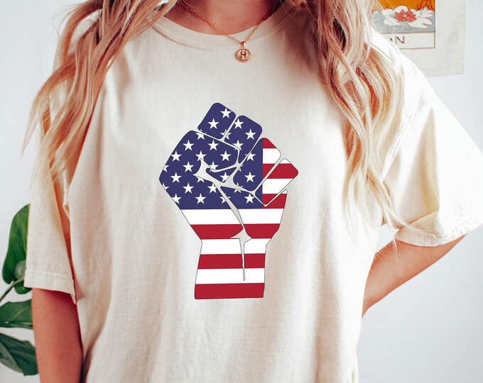 America Shirt, Political Shirt, American Fist Tshirt, 2024 Election, Vote Shirt, Patriotic Tee, Activist Tee, , USA Flag Tee, , Fist Flag