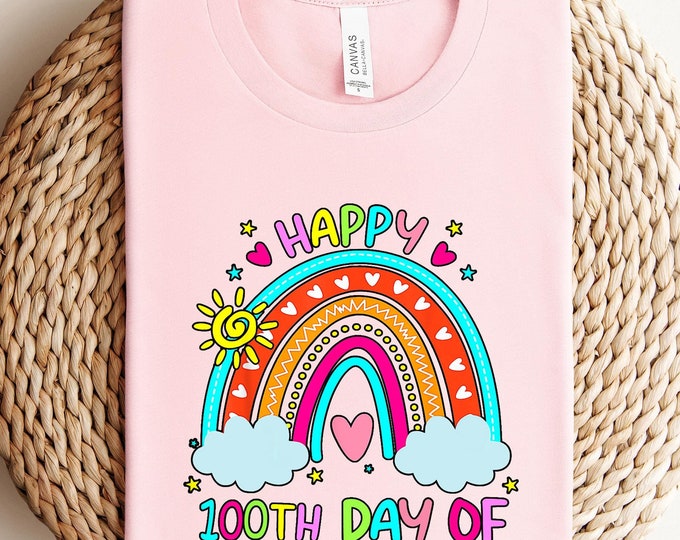 100th Day Of Kindergarten School Rainbow Shirt, 100 Days Shirt, Kindergarten Shirt, 100 Day Of Shirt, Rainbow Shirt, School T-shirt