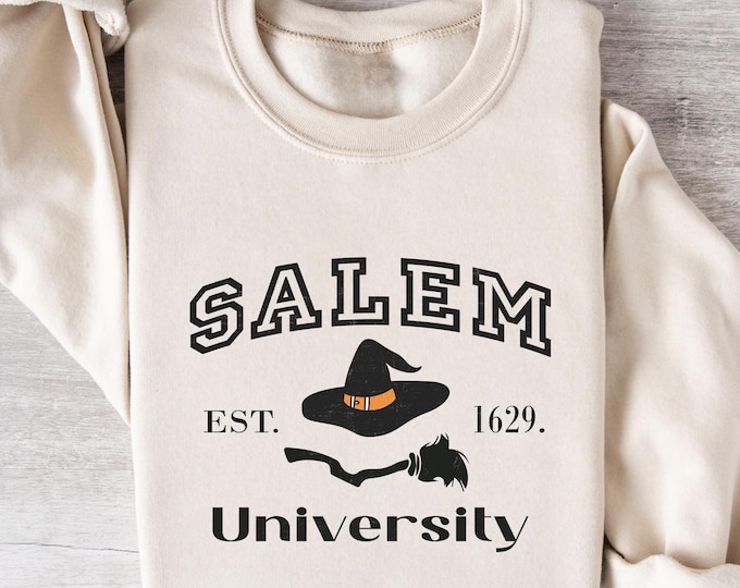 Salem University Sweatshirt - Vintage Witch Academia Pullover - Est. 1629 Halloween Crewneck - Spooky Fall Aesthetic Shirt - Halloween Tee