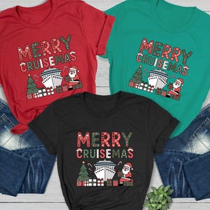 Merry Cruisemas-shirt, grappig kerstcruise T-shirt, vakantie kerstman T-shirt, bijpassende outfits voor familiecruise, kerstboottocht top
