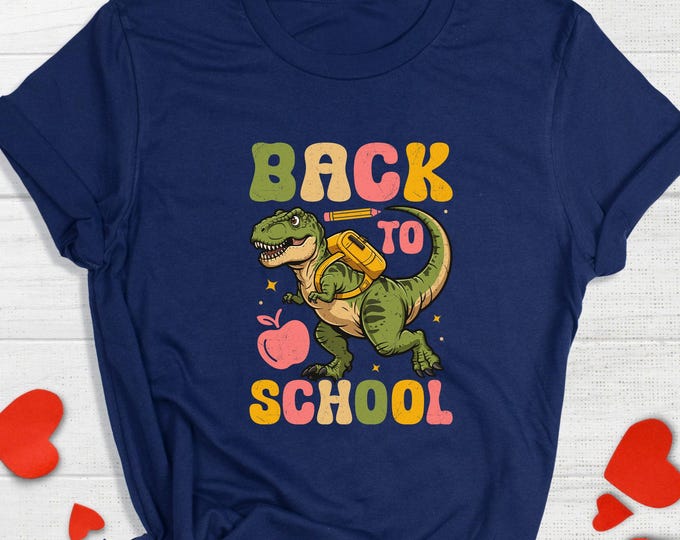 Back to School Dinosaur Shirt Kids | Cute T-Rex First Day of School Tee | Funny Student Back to School Gift | Boys Girls Preschool Toddler