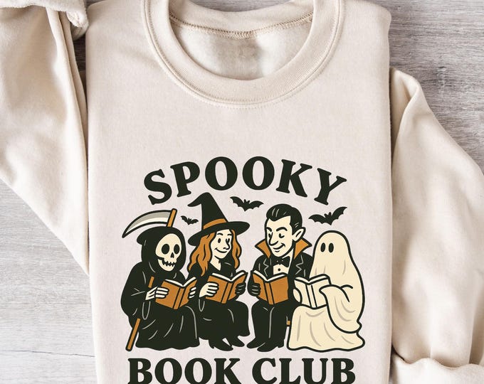 Spooky Book Club Shirt, Halloween Book Lover Tee, Ghost Reading Sweatshirt, Cozy Fall Reader Gift, Witchy Bookworm Top, Halloween Sweatshirt