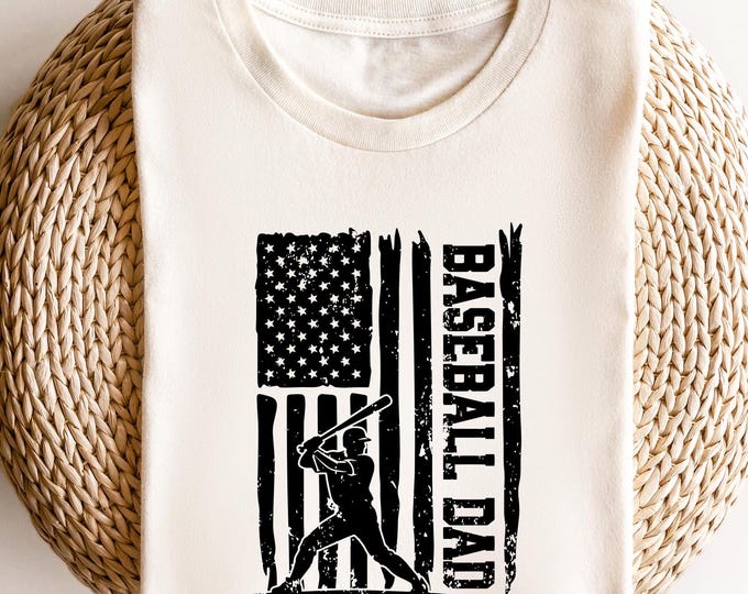 Baseball Dad Shirt, American Flag Baseball Tee - Gift for Baseball Dads - Baseball Player Dad Shirt - Father's Day Baseball Gift, Father Tee