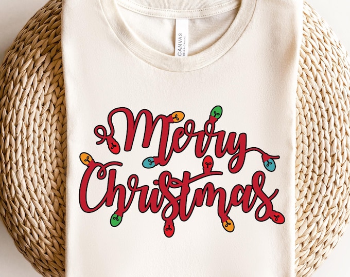 Merry Christmas Sweatshirt - Festive Holiday Season Pullover - Cozy Christmas Lights Sweater - Cute Xmas Apparel - Merry Christmas T-shirt