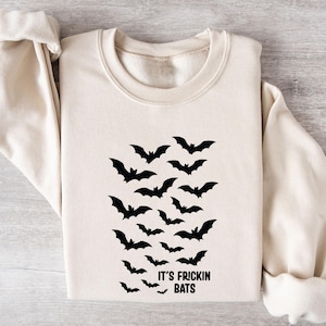 It's Frickin Bats Halloween Sweatshirt, Funny Bat Print Fall Sweater, Spooky Season Crewneck, Cute Ghostcore Aesthetic, October Shirt