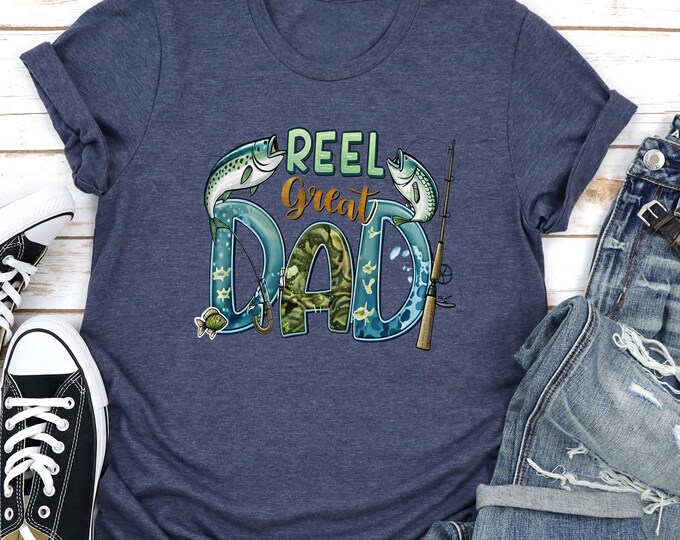 Reel Great Dad Shirt, Funny Fishing Shirt, Fishing Dad Shirt, Camouflage Reel Great Dad Shirt, Father Day Gift, Fishing Apparel, Fisher Gift