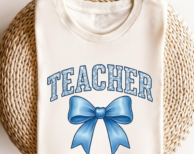 Teacher Coquette Bow Shirt, Teacher Sweatshirt, Teacher Appreciation Gift, Teacher Christmas Shirt, Back To School Shirt, Gift For Teacher