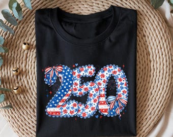 USA 250th Anniversary Shirt, America 250 Years Tee, Retro Floral USA 250 Shirt,  Patriotic 4th of July Floral Top, Vintage American Shirt