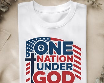 One Nation Under God Shirt, Christian Patriotic Tee, American Flag Cross T-Shirt, Religious 4th of July Gift, Faith Based USA Shirt