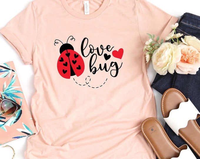 Valentine's Day Love Bug Sweatshirt, Cute Ladybug Graphic Sweater, Romantic Valentines Day Gift, Gift for Her, Valentines Day Shirt