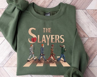 The Slayers Horror Movie Icons Abbey Road Parody T-Shirt - Unique Graphic Tee for Horror Fans - The Slayers Sweater, Perfect Halloween Gift