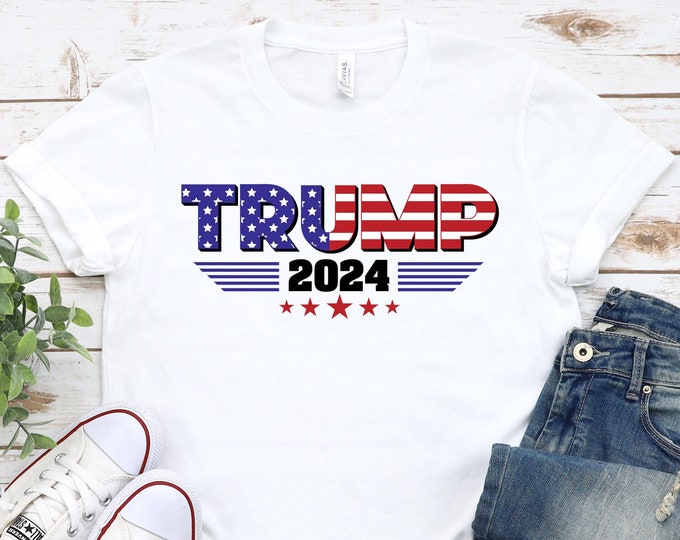 Trump Flag Shirt, 2024 Trump Shirt, Republican T Shirt, Voting Shirt, MAGA Ladies Shirt, MAGA 2024, Trump Election Tee, MAGA Men's Shirts