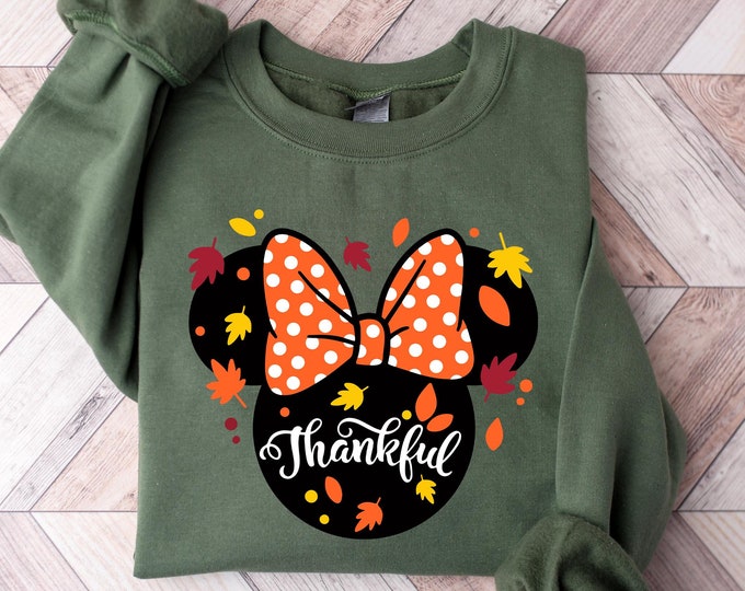 Minnie Ear Thankful Blessed Shirt, Mickey Thanksgiving Tee, Disney Thankful Blessed Tee, Disney Thanksgiving Tee, Disney Fall Gift Sweater